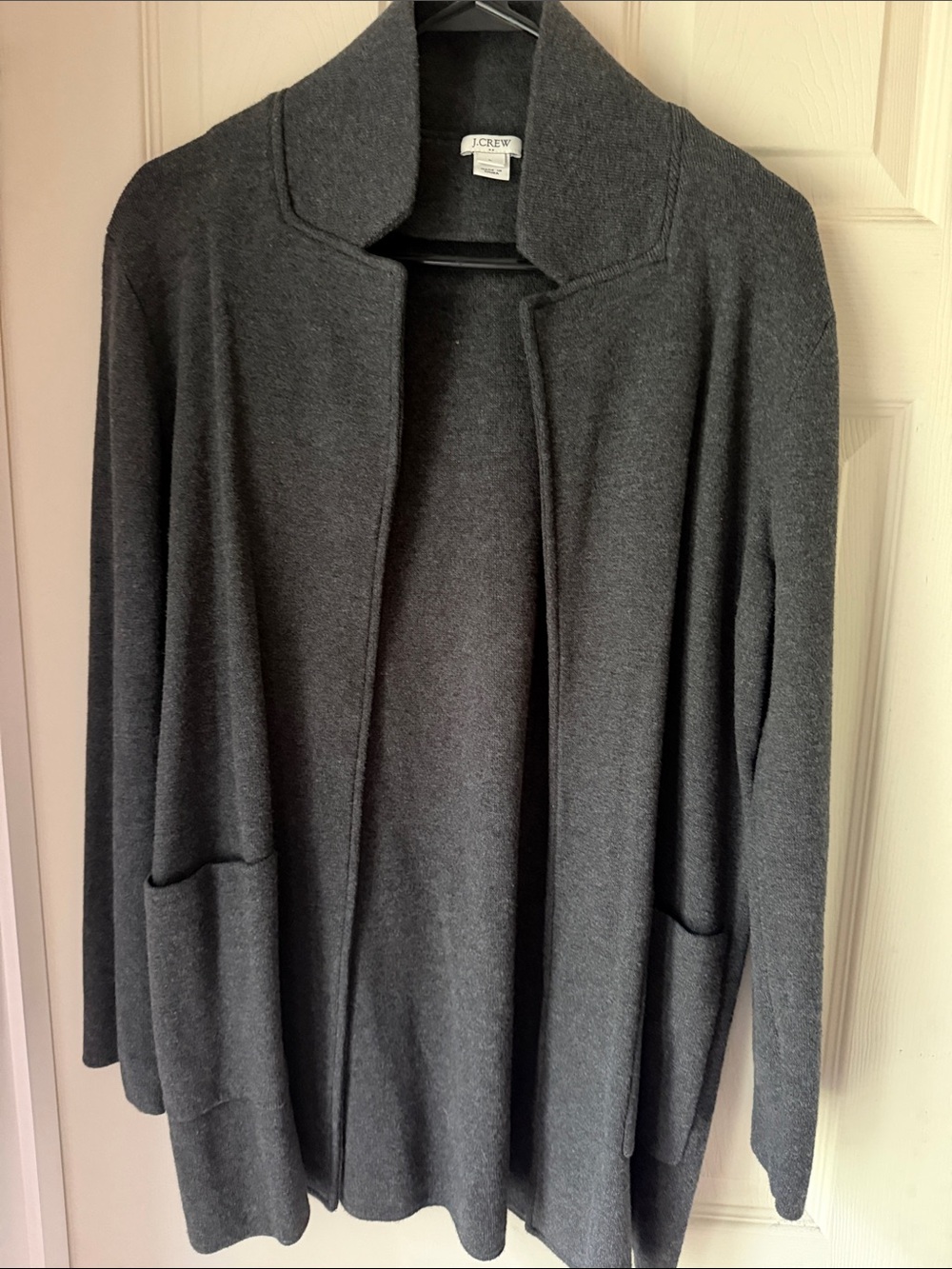 J. Crew Dark Charcoal Open-Front Knit Cardigan